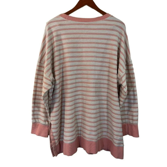 Old Navy Pullover Sweater Womens Plus Size XXL Pink and White 100% Cotton Knit - Picture 2 of 7